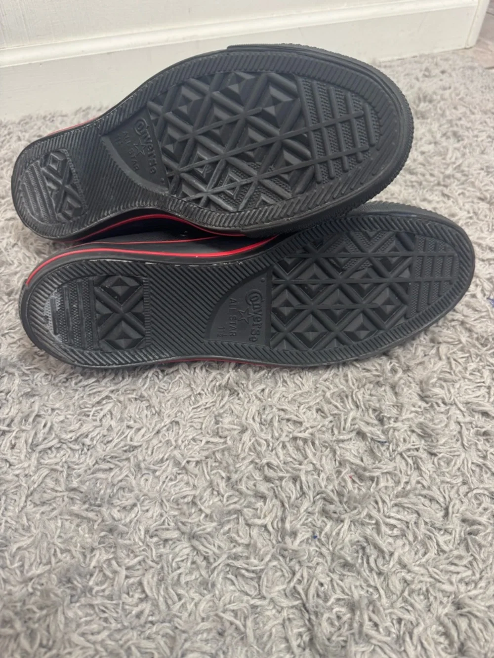 Converse Black High-Top Sneakers with Red Accents - Picture 10 of 11